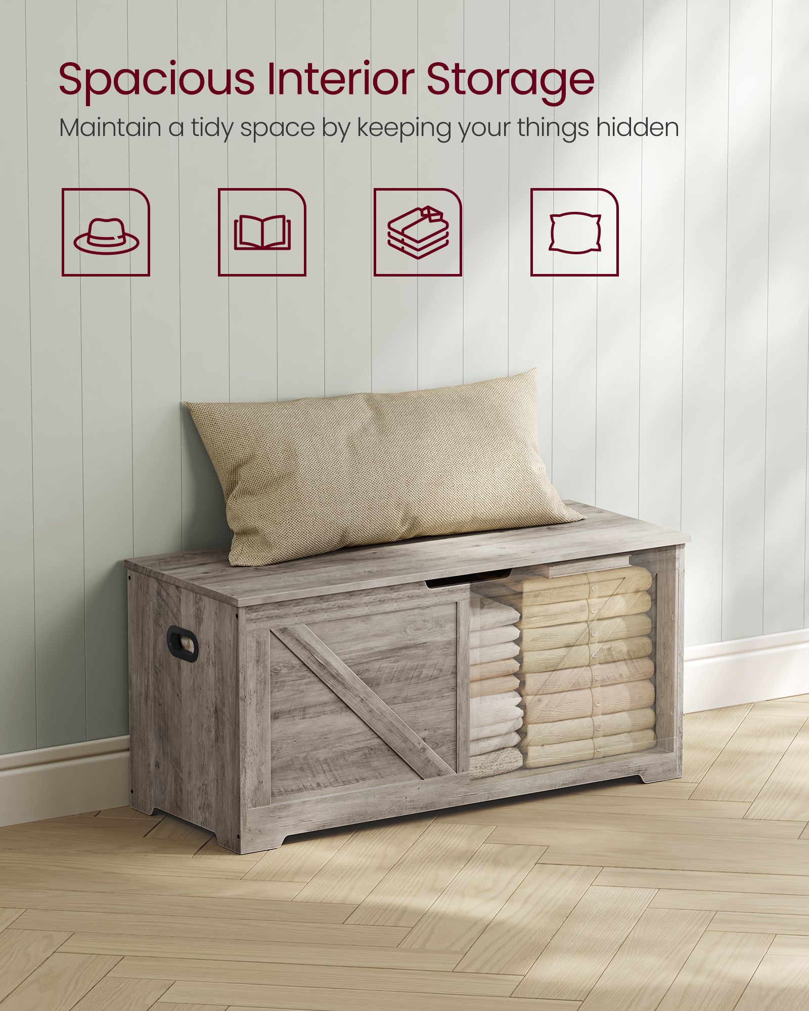 Storage Chest - MDF - Heather Greige - Safety Hinges