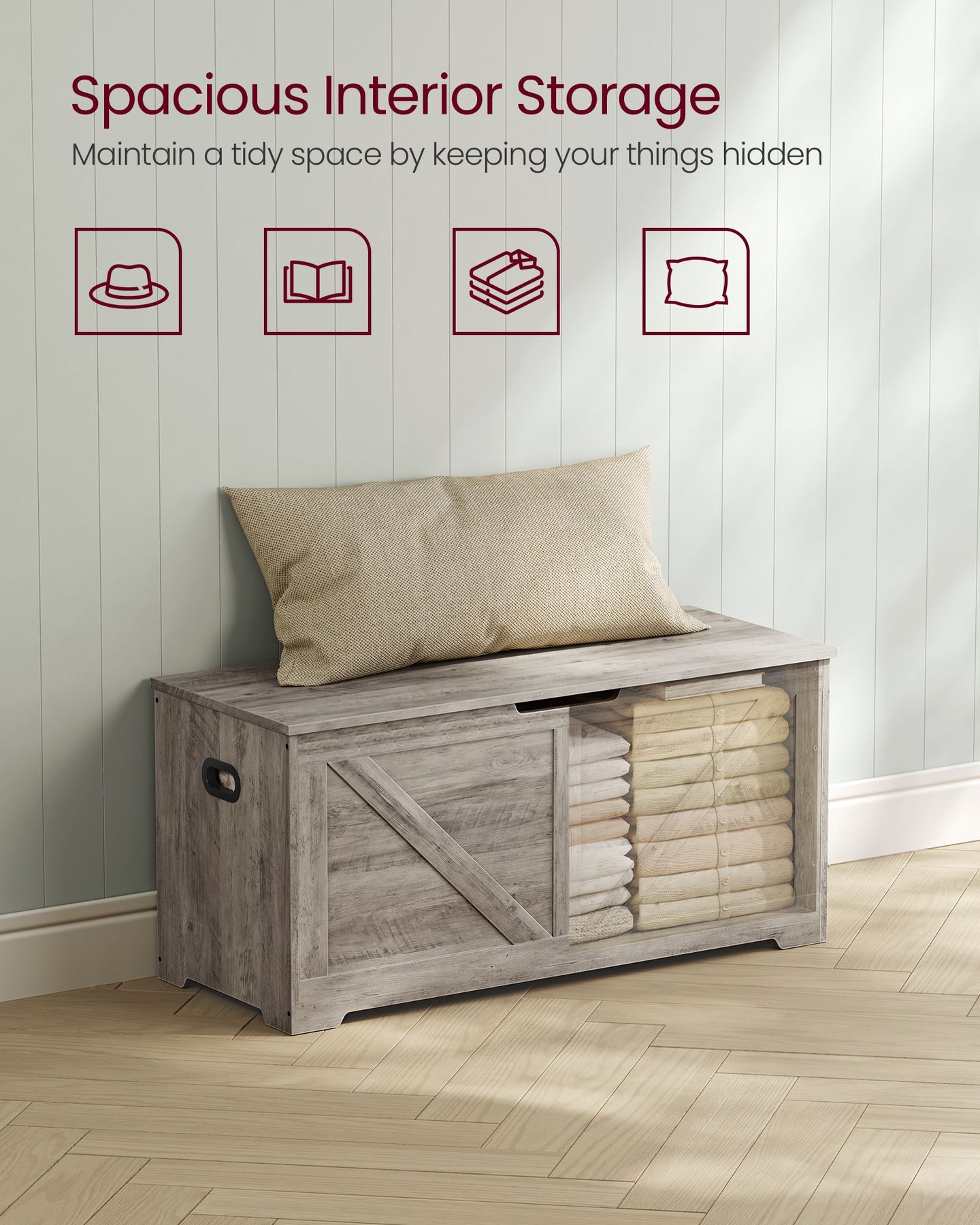 Storage Chest - MDF - Heather Greige - Safety Hinges