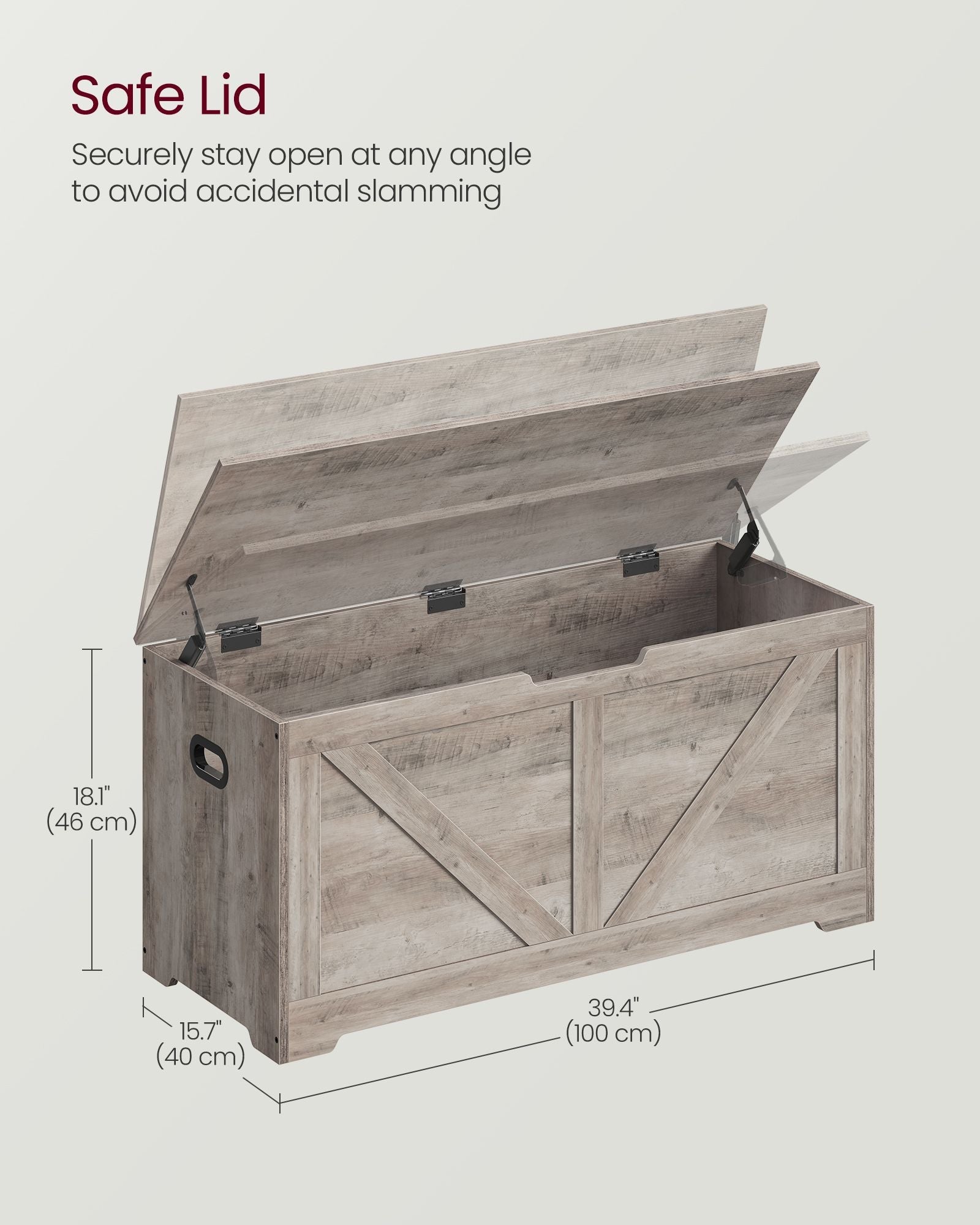 Storage Chest - MDF - Heather Greige - Safety Hinges