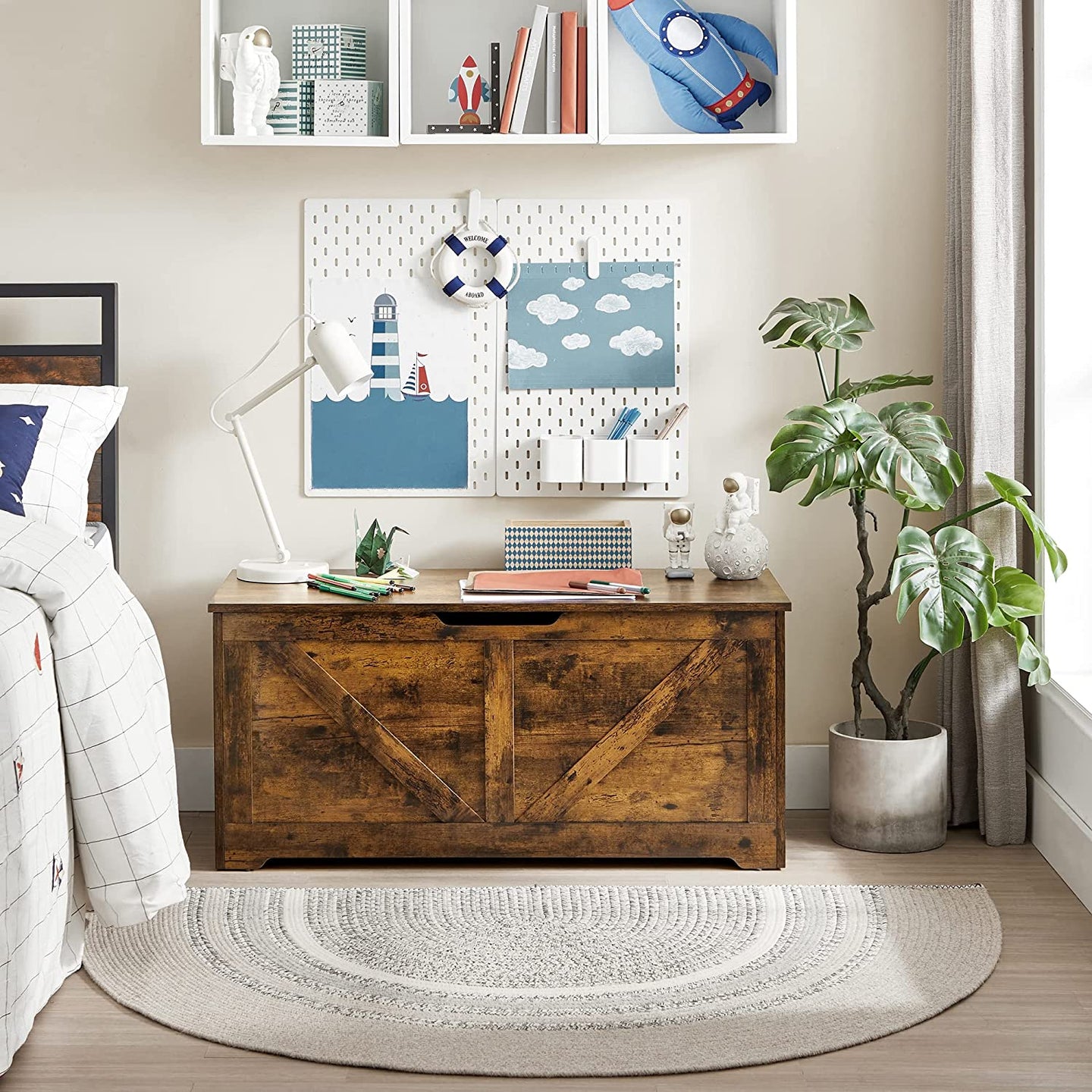 Storage Chest - Wood - Rustic Brown - Safety Hinges