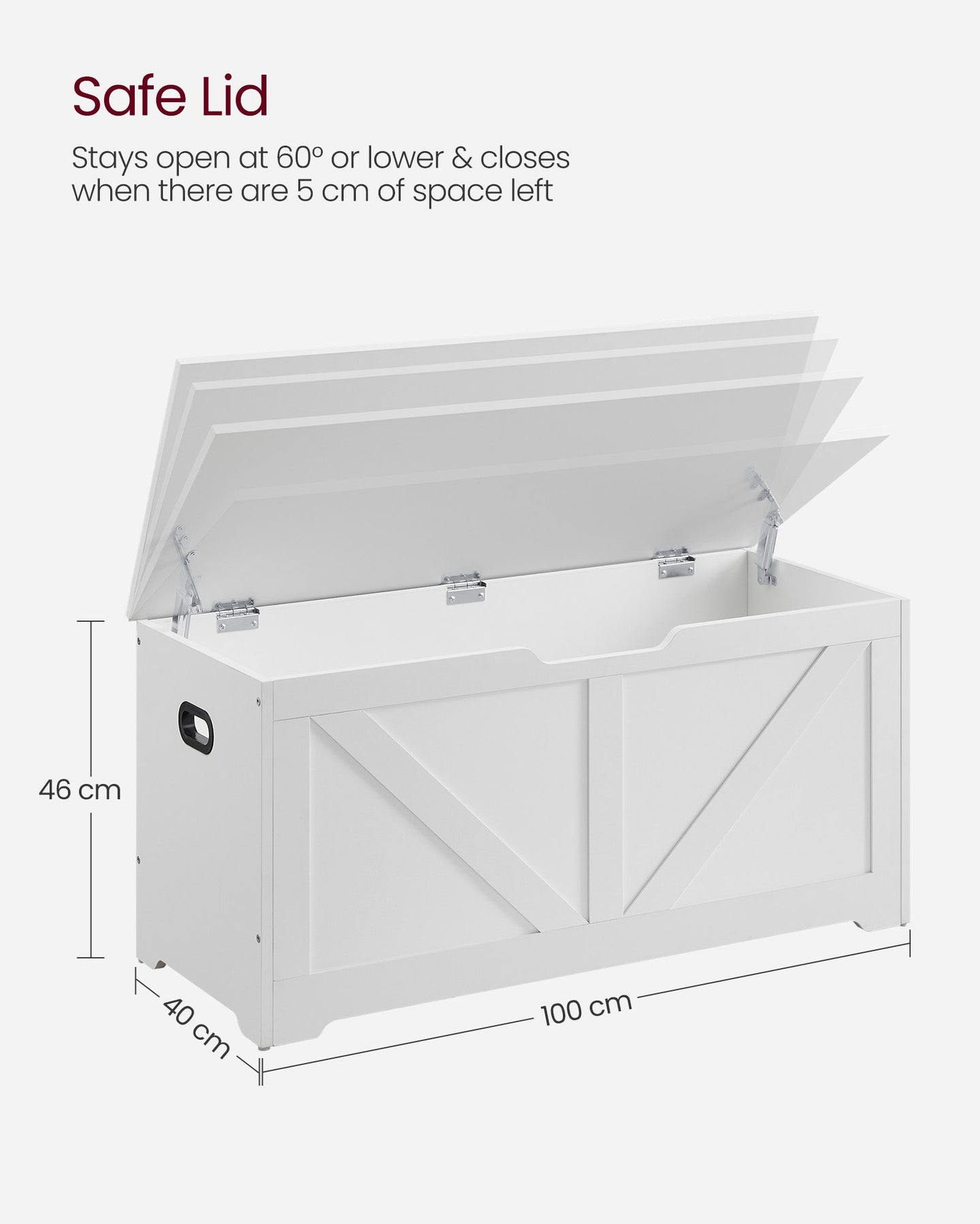 Storage Bench - Engineered Wood - Rustic Brown - Toy Chest with Safety Hinges