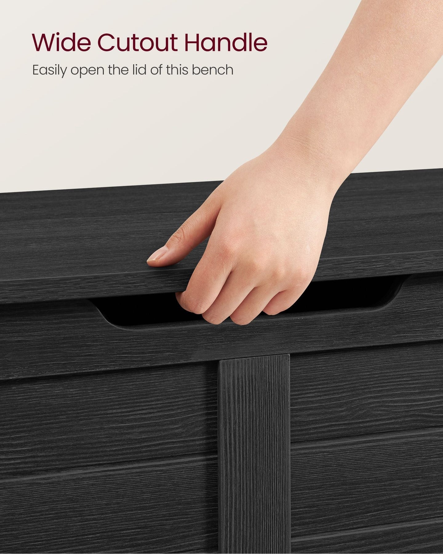 Storage Chest - Engineered Wood - Ebony Black - Safety Hinges