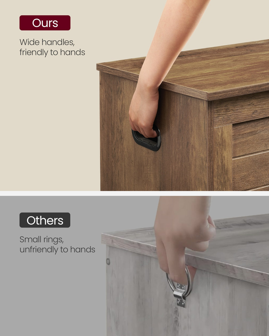 Storage Chest Blanket Box - Wood - Honey Brown - with 2 Safety Hinges