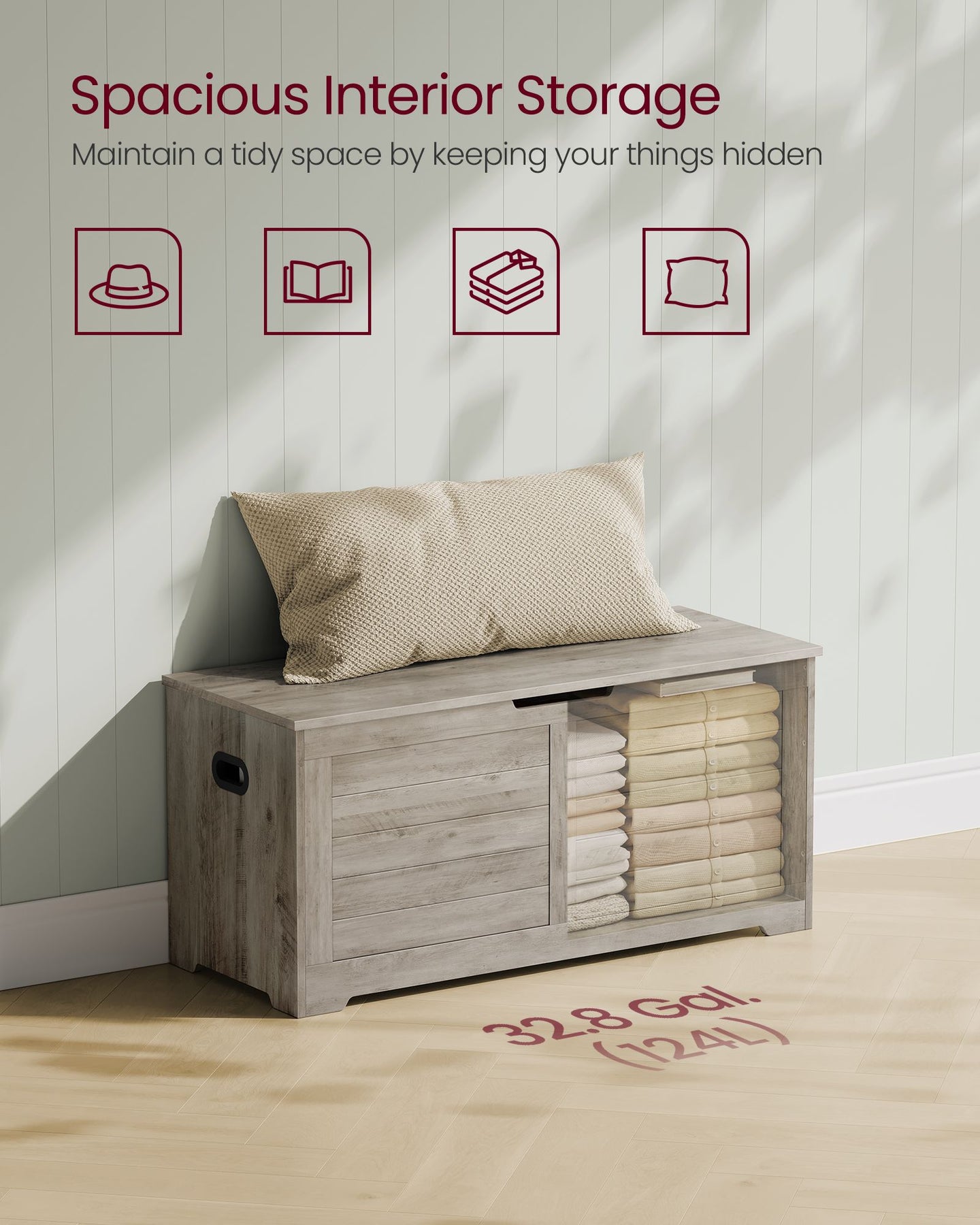 Storage Chest - Wood - Heather Greige - Safety Hinges