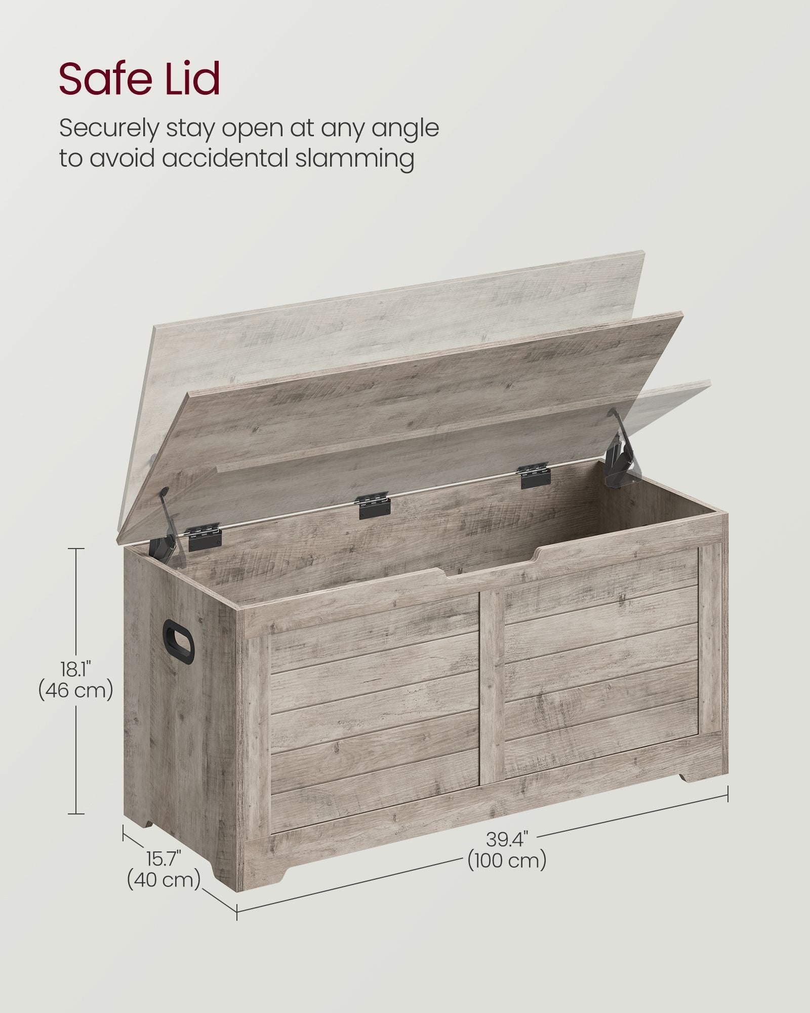 Storage Chest - Wood - Heather Greige - Safety Hinges
