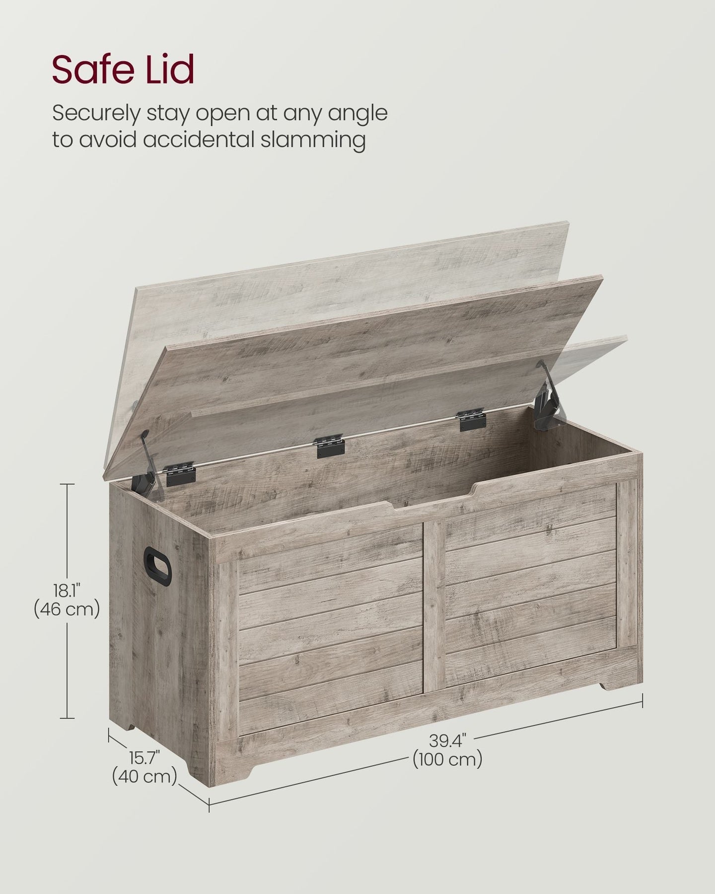 Storage Chest - Wood - Heather Greige - Safety Hinges