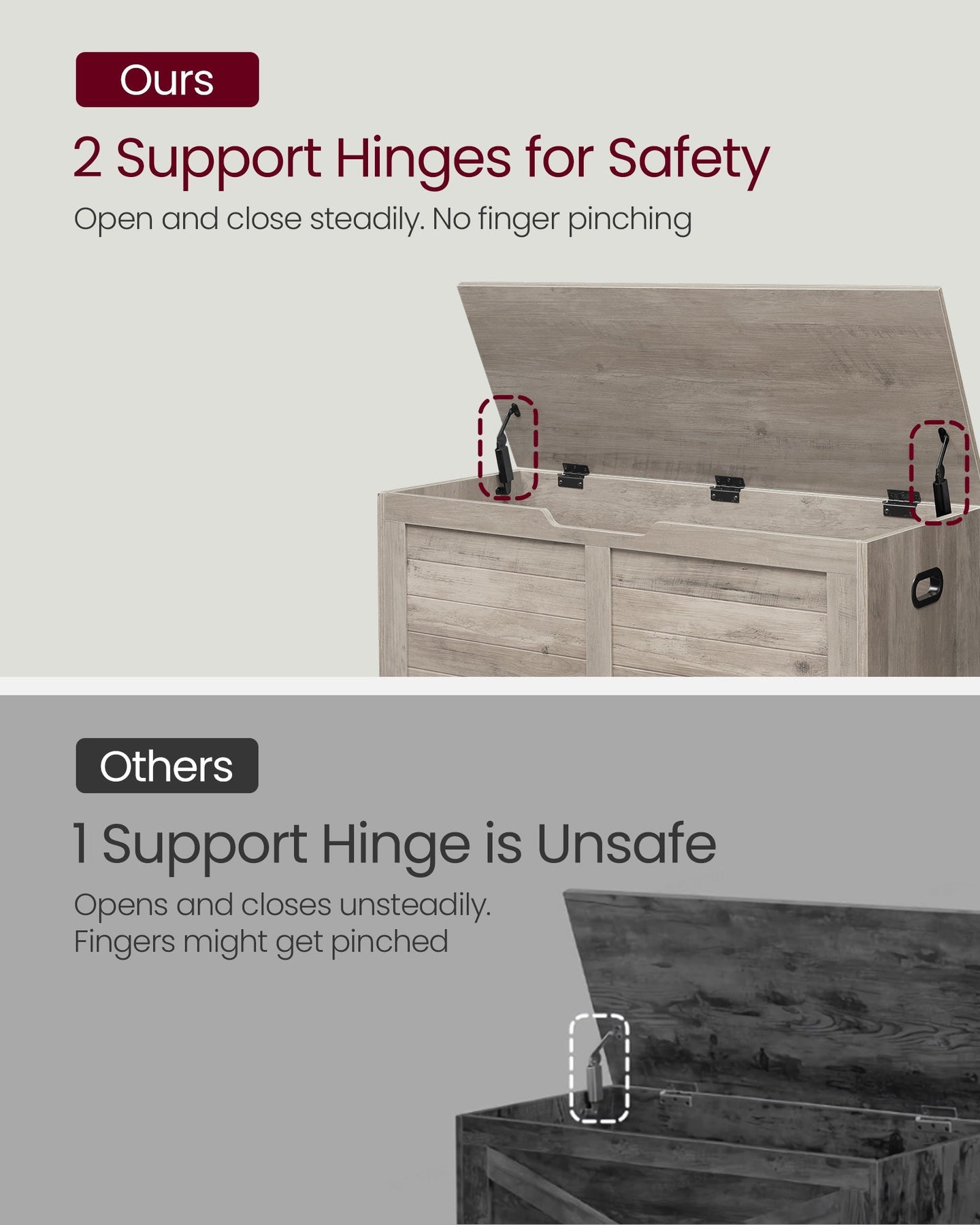 Storage Chest - Wood - Heather Greige - Safety Hinges