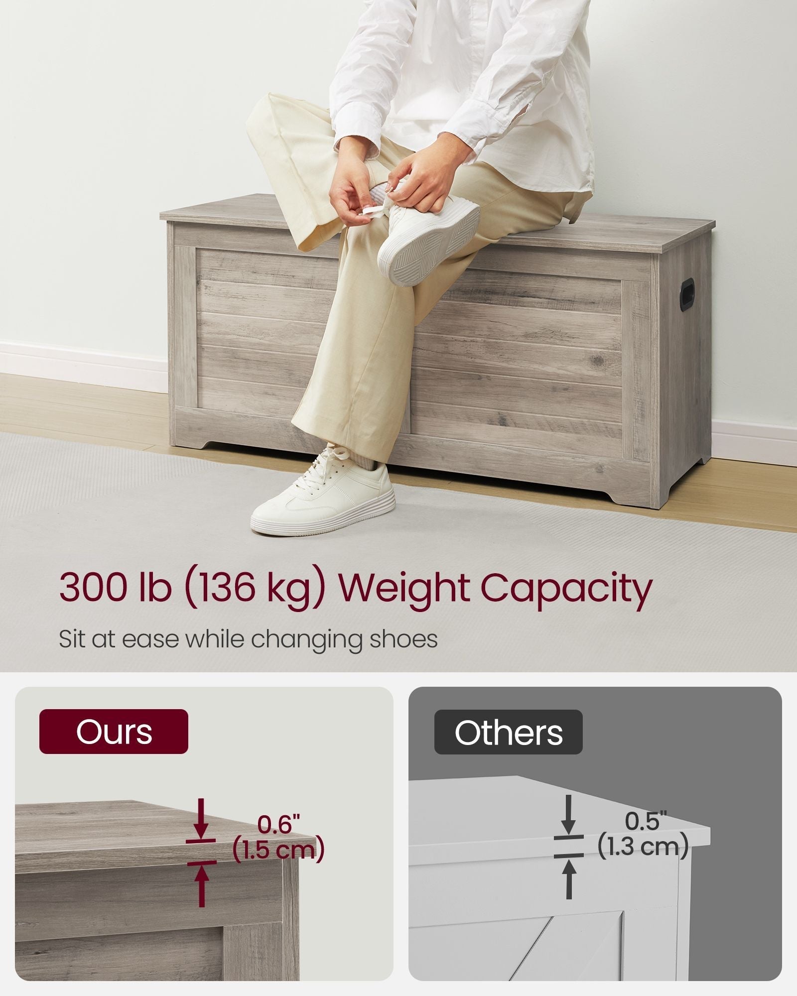Storage Chest - Wood - Heather Greige - Safety Hinges