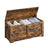 Storage Chest Blanket Box - Wood - Rustic Brown - with 2 Safety Hinges