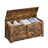 Storage Chest Blanket Box - Wood - Rustic Brown - with 2 Safety Hinges