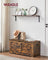Storage Chest Blanket Box - Wood - Rustic Brown - with 2 Safety Hinges