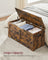 Storage Chest Blanket Box - Wood - Rustic Brown - with 2 Safety Hinges