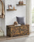 Storage Chest Blanket Box - Wood - Rustic Brown - with 2 Safety Hinges