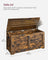 Storage Chest Blanket Box - Wood - Rustic Brown - with 2 Safety Hinges