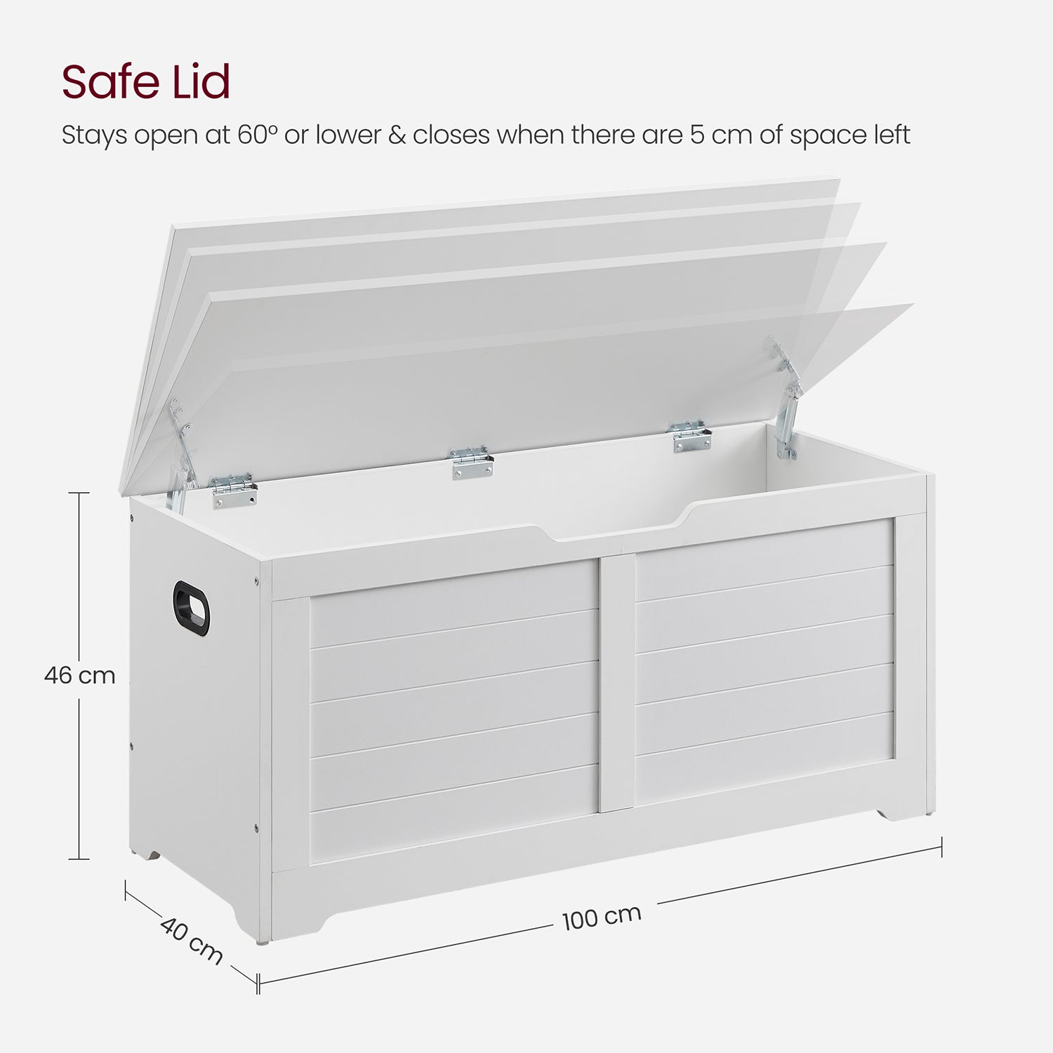Storage Bench - Engineered Wood - Matte White - Safety Hinges