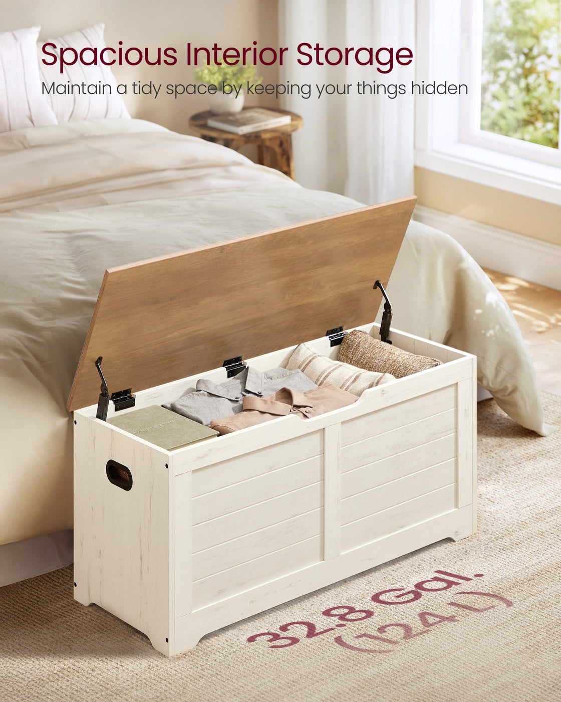 Storage Chest - Wood - Rustic Brown - Safety Hinges