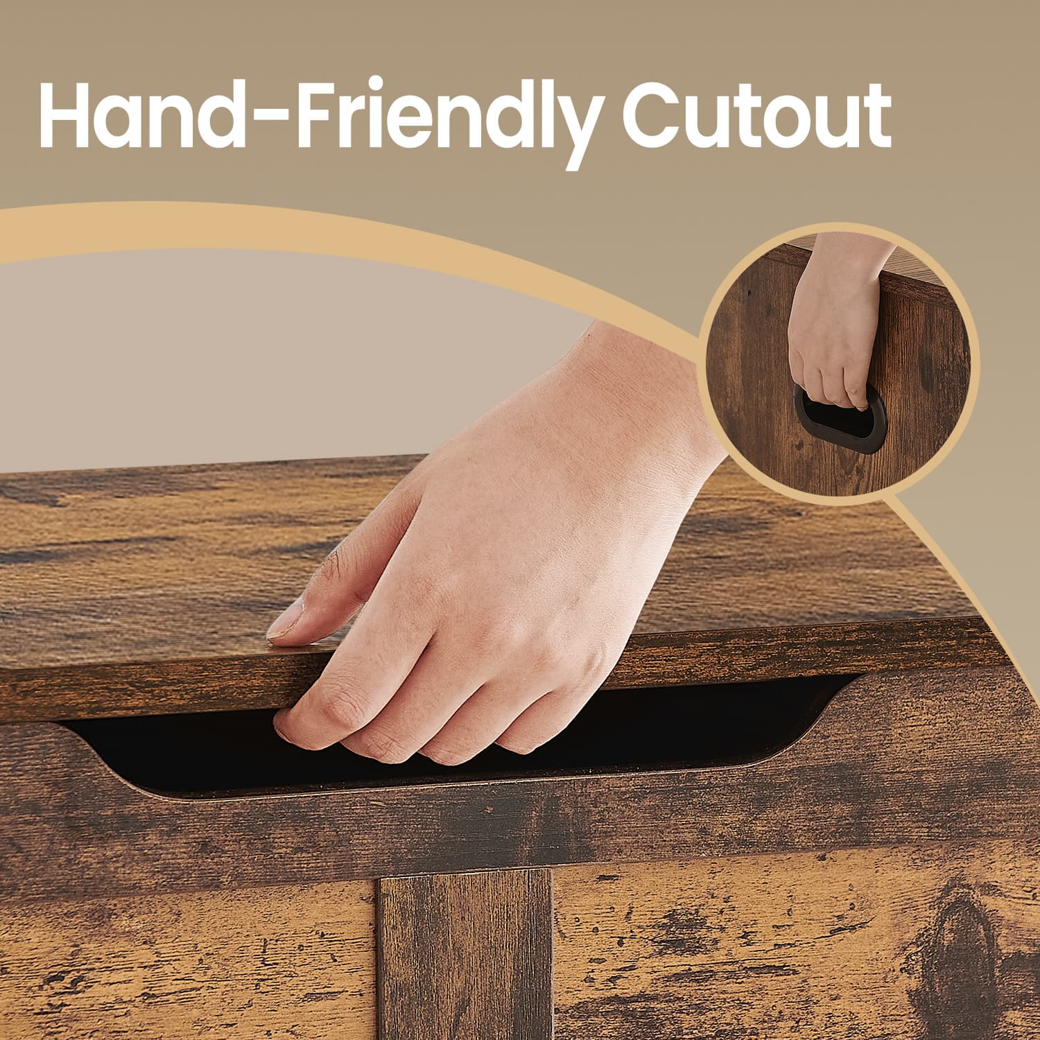 Storage Chest - Wood - Rustic Brown - Farmhouse Style with Safety Hinges and Bench Functionality