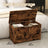 Storage Chest - Wood - Rustic Brown - Farmhouse Style with Safety Hinges and Bench Functionality