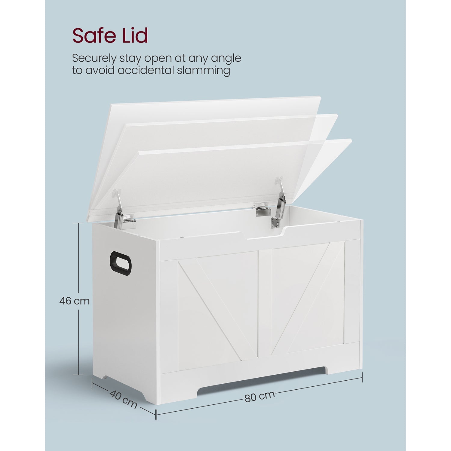 Storage Bench - 40 x 80 x 46 cm - Matte White - Multi-functional Toy Chest and Shoe Organizer with Safety Hinges