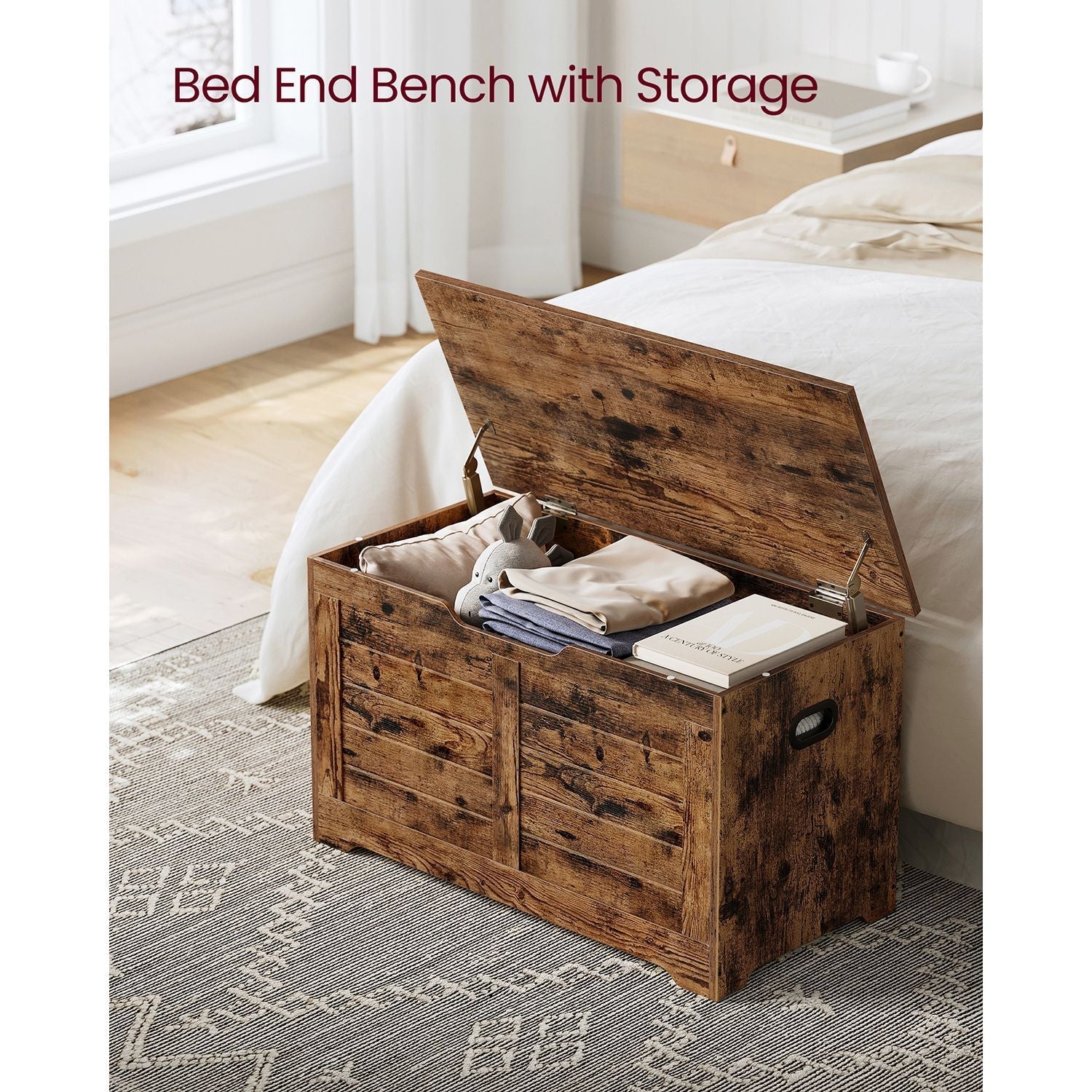 Storage Chest - Wood - Rustic Brown - Safety Hinges