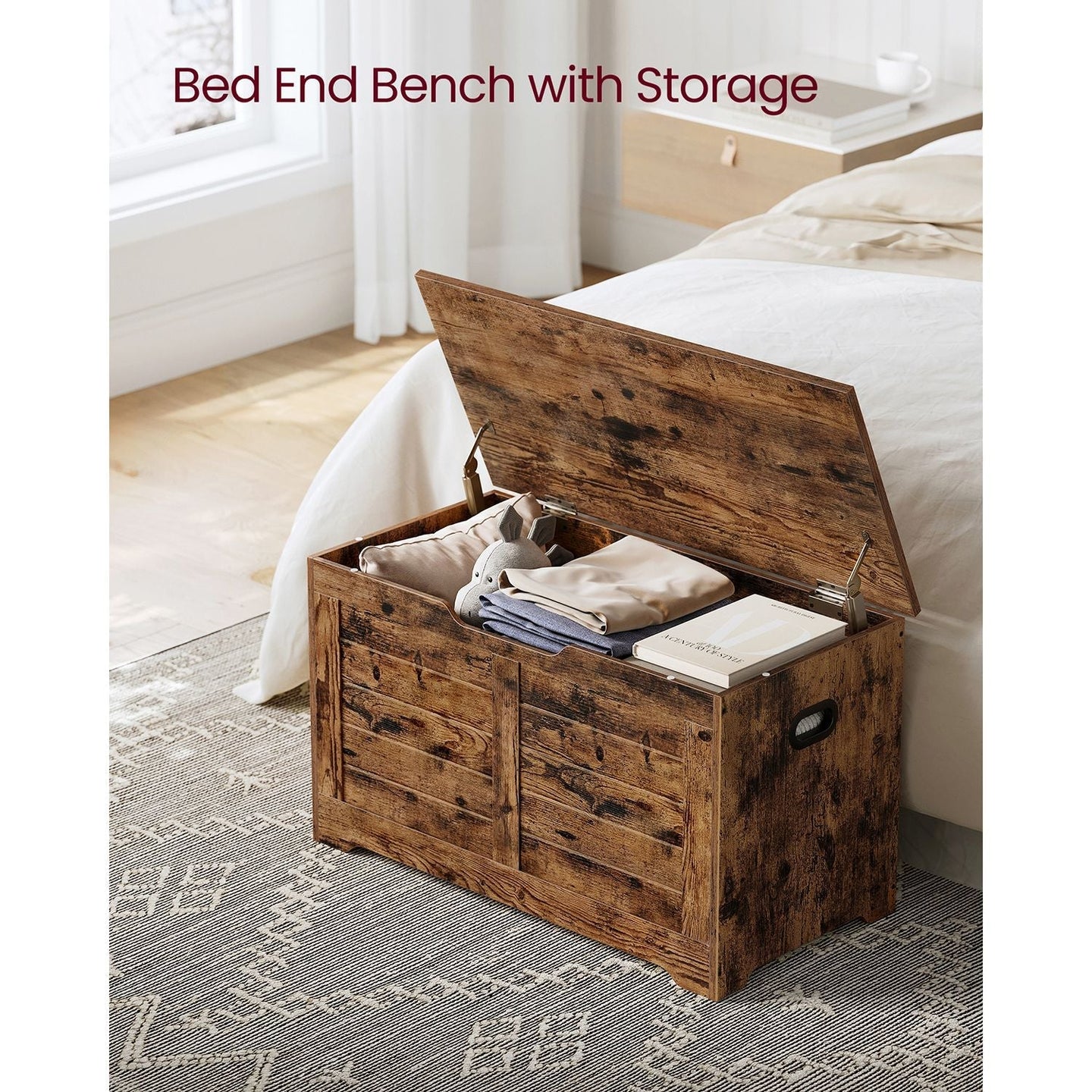 Storage Chest - Wood - Rustic Brown - Safety Hinges