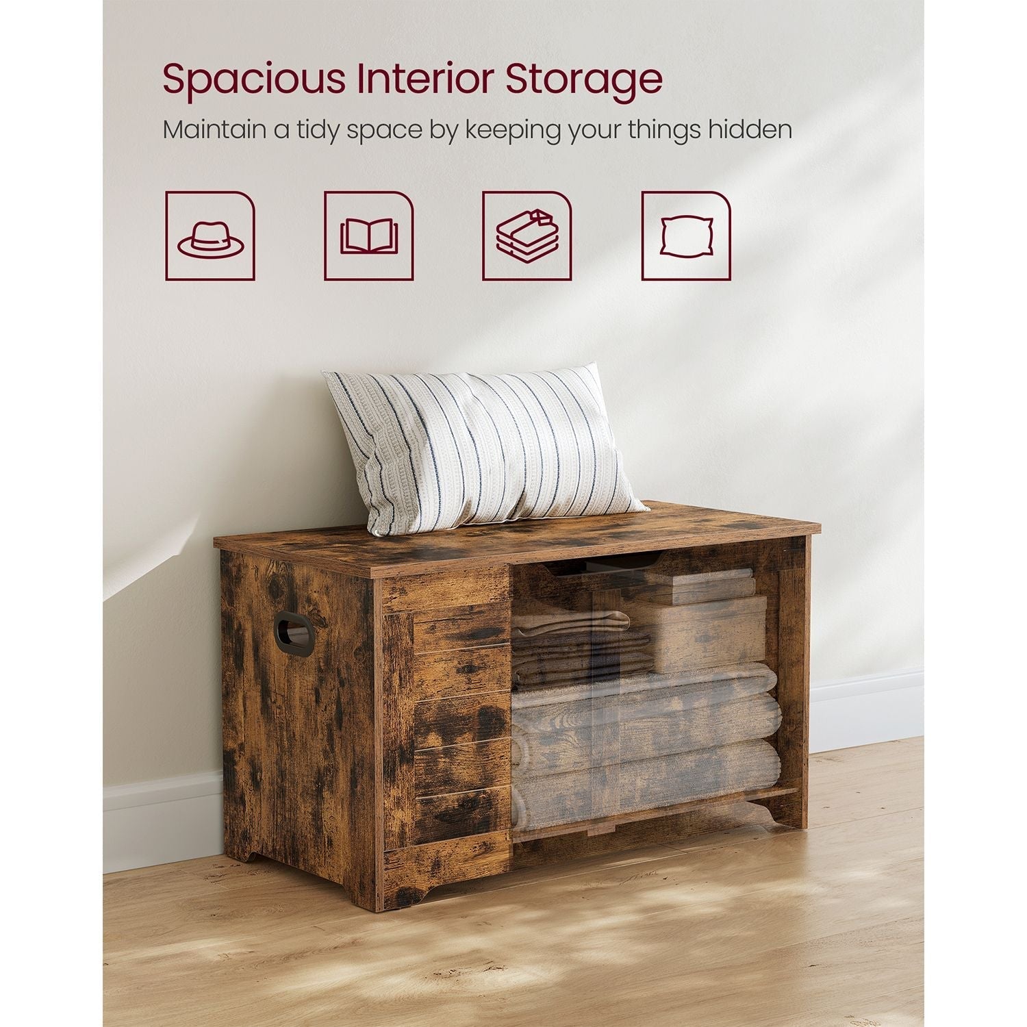 Storage Chest - Wood - Rustic Brown - Safety Hinges