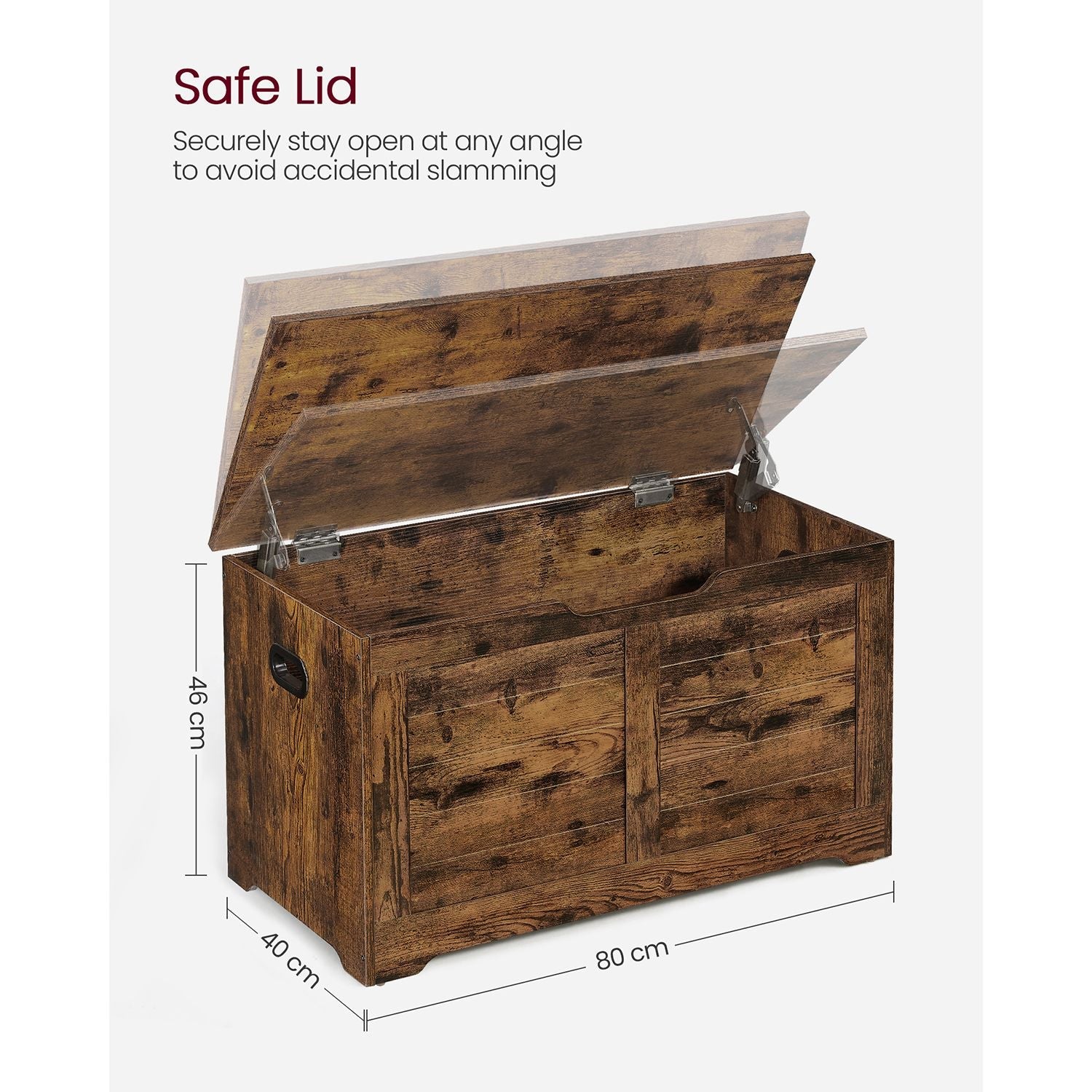 Storage Chest - Wood - Rustic Brown - Safety Hinges