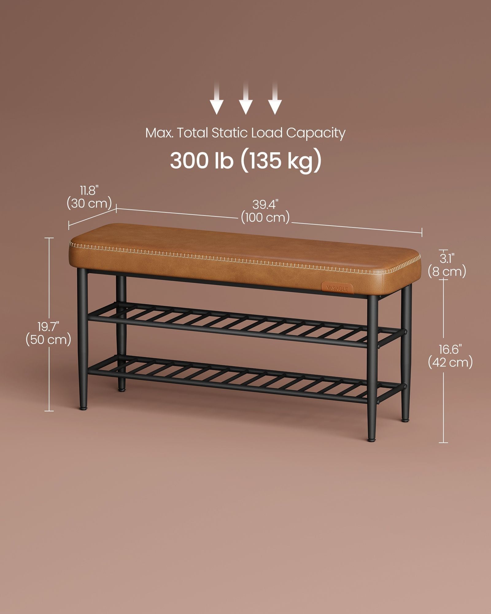 Shoe Bench - Synthetic Leather - Brown