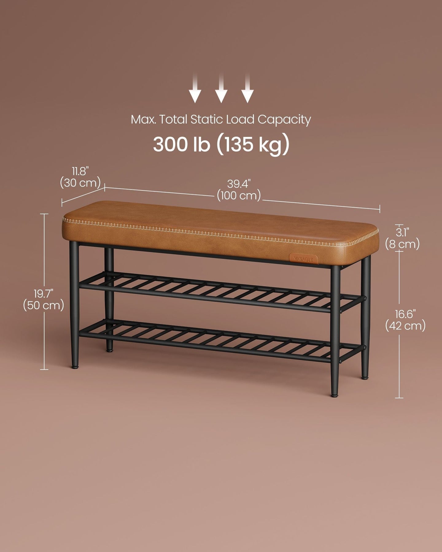 Shoe Bench - Synthetic Leather - Brown