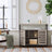 Standing Cabinet - Wood - Greige and Black - Multi-functional Storage with Louvred Doors