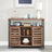 Floor Standing Cabinet - Wood - Greige and Black - Cupboard with Shelves and Louvred Doors