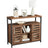 Floor Standing Cabinet - Wood - Greige and Black - Cupboard with Shelves and Louvred Doors