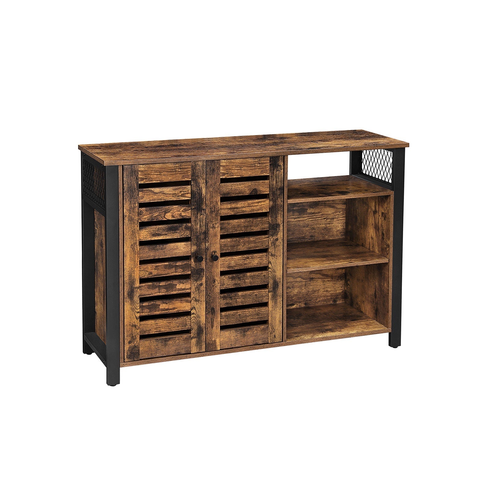 Storage Cabinet - Engineered Wood - Rustic Brown and Black