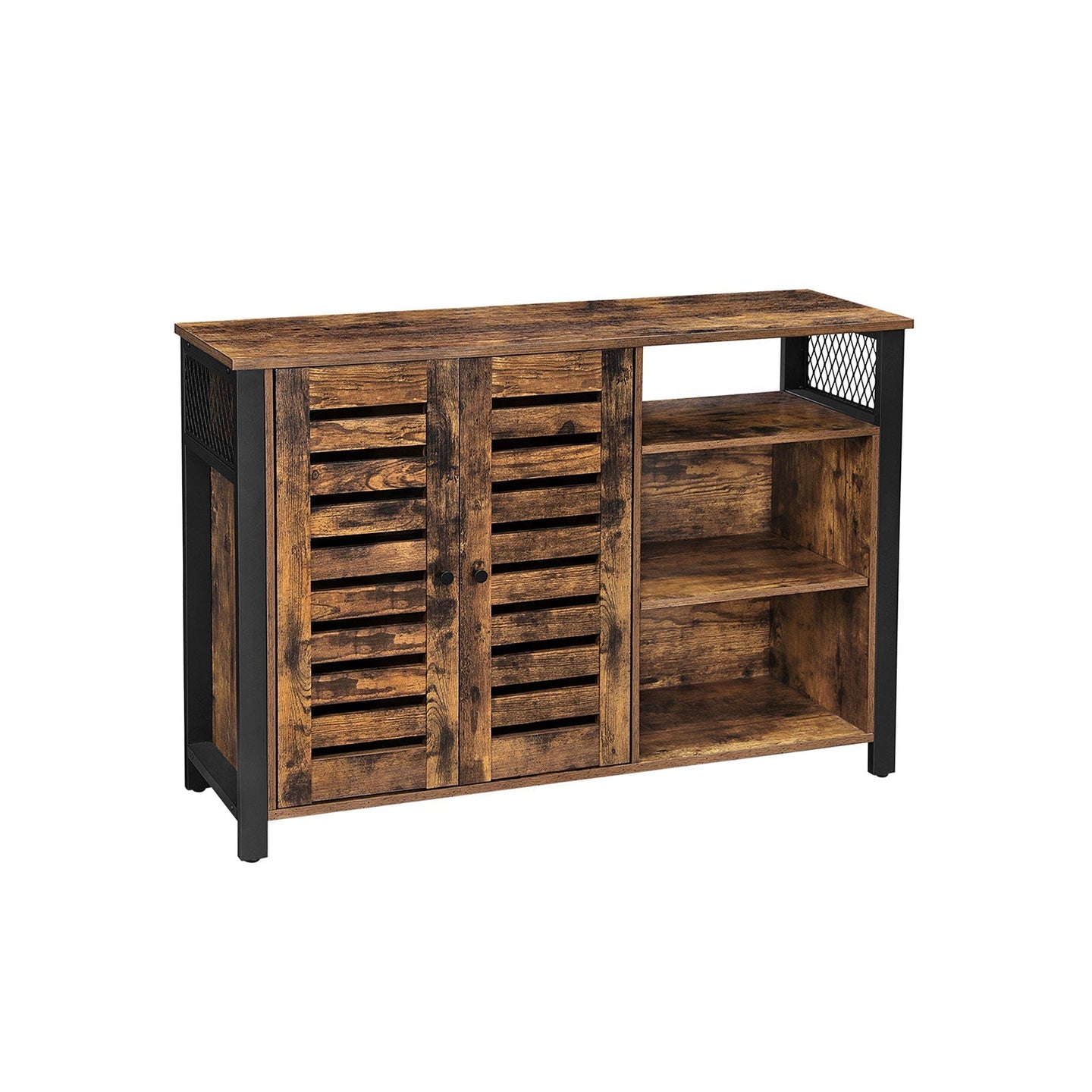 Storage Cabinet - Engineered Wood - Rustic Brown and Black