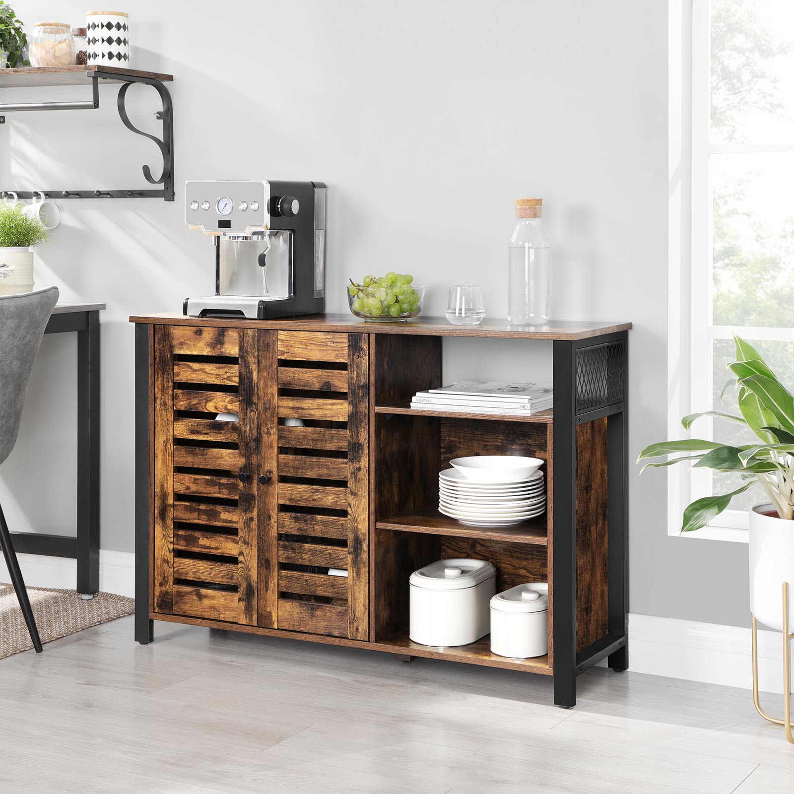 Storage Cabinet - Engineered Wood - Rustic Brown and Black