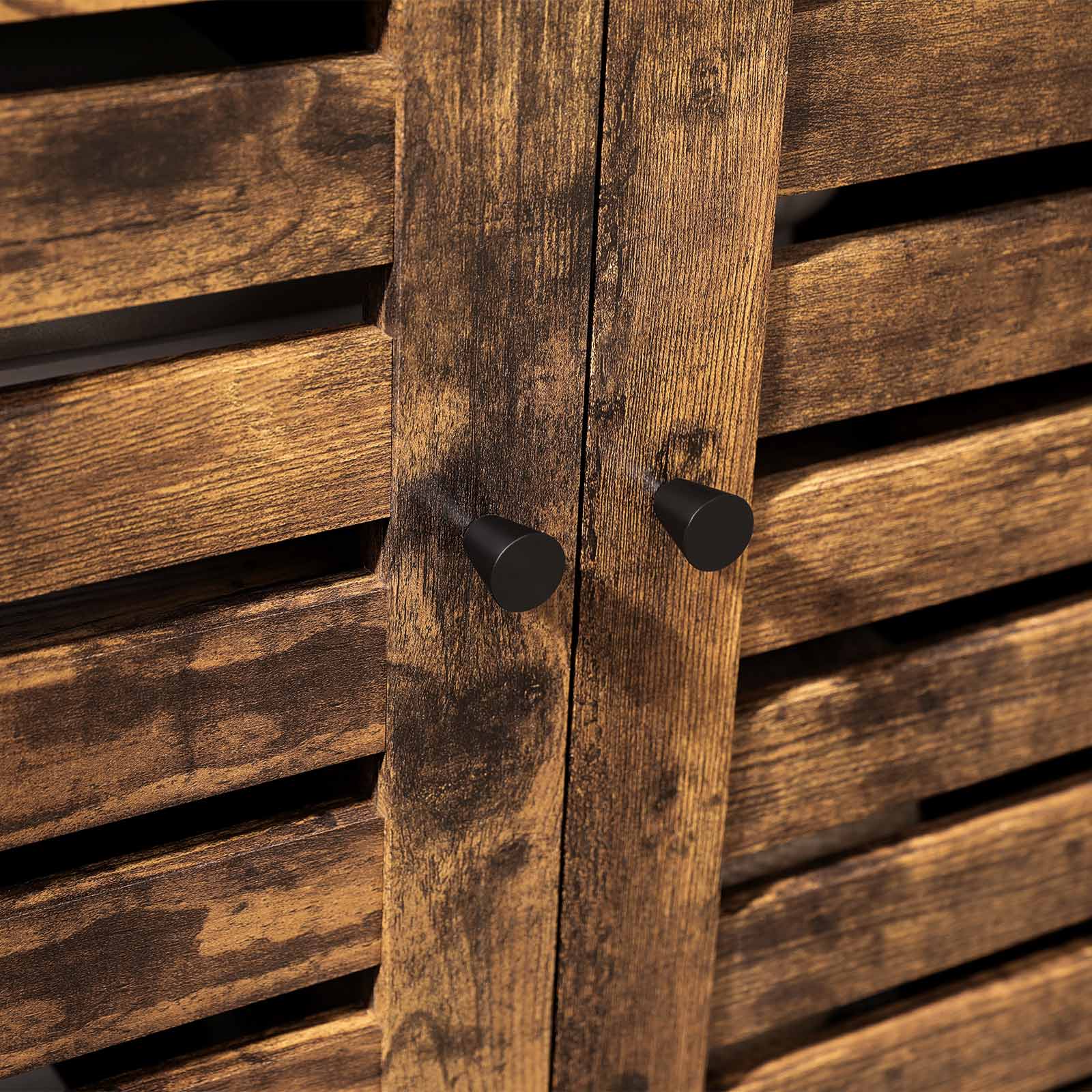 Storage Cabinet - Engineered Wood - Rustic Brown and Black