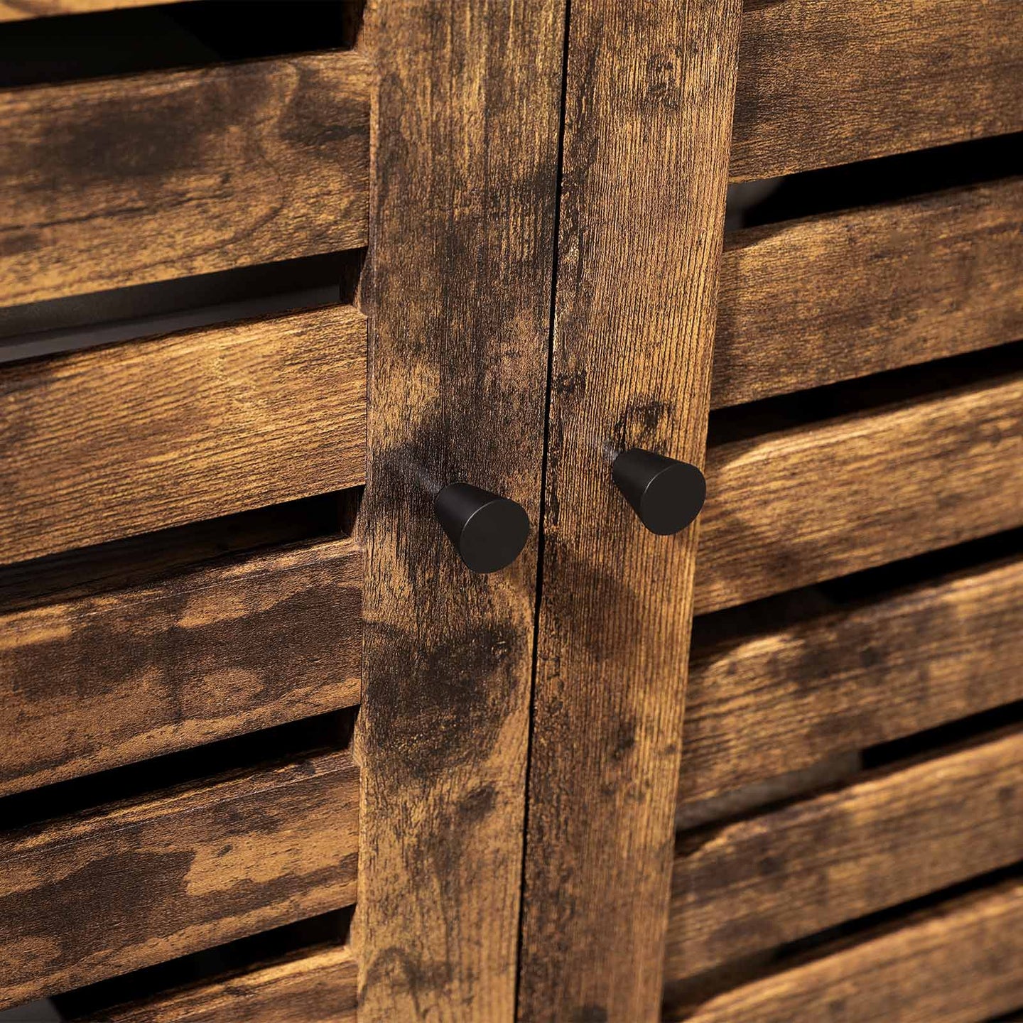 Storage Cabinet - Engineered Wood - Rustic Brown and Black