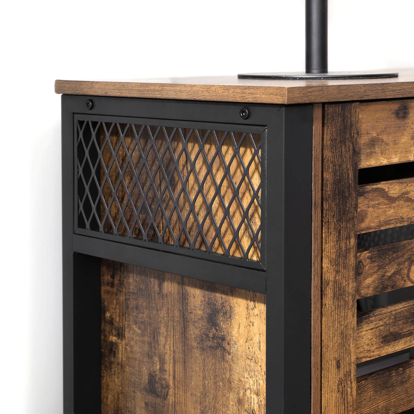 Storage Cabinet - Engineered Wood - Rustic Brown and Black