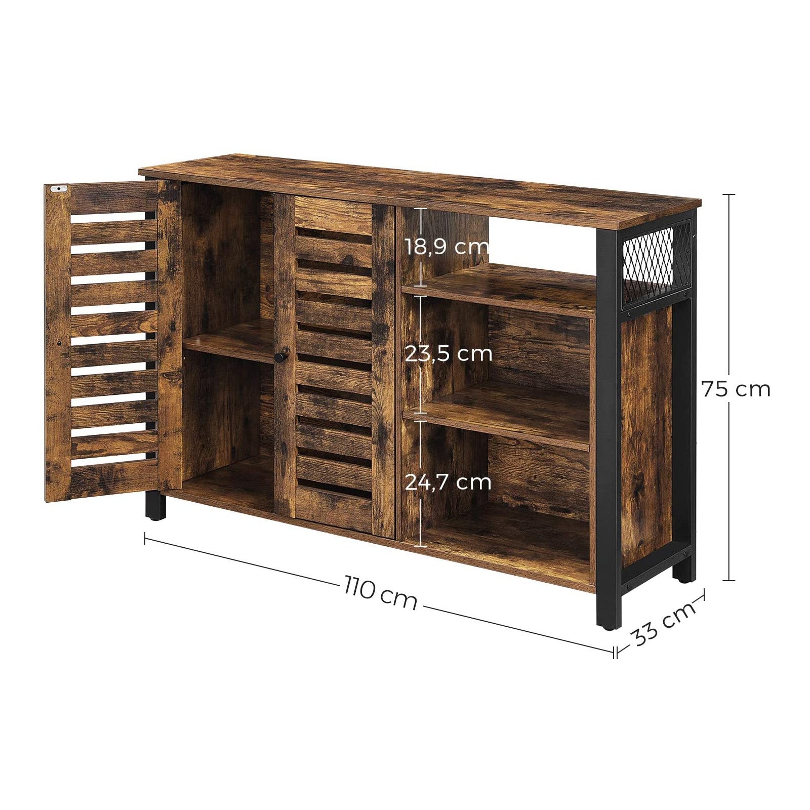 Storage Cabinet - Engineered Wood - Rustic Brown and Black