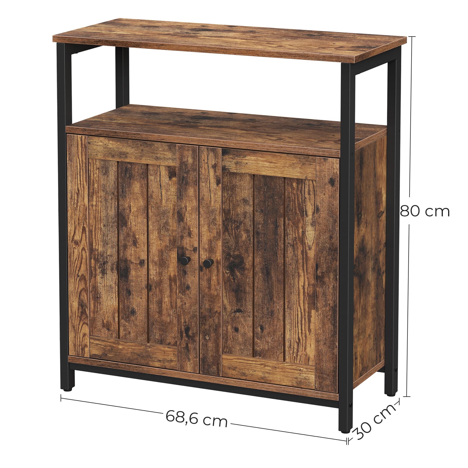 Storage Cabinet - Steel - Rustic Brown and Black - Enhanced Safety Features