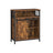 Storage Cabinet - Wood - Rustic Brown and Black - Sliding Barn Door with Adjustable Shelf