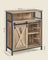 Kitchen Cupboard - Engineered Wood - Rustic Brown and Black - Sliding Barn Door with Adjustable Shelf