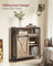 Kitchen Cupboard - Engineered Wood - Rustic Brown and Black - Sliding Barn Door with Adjustable Shelf