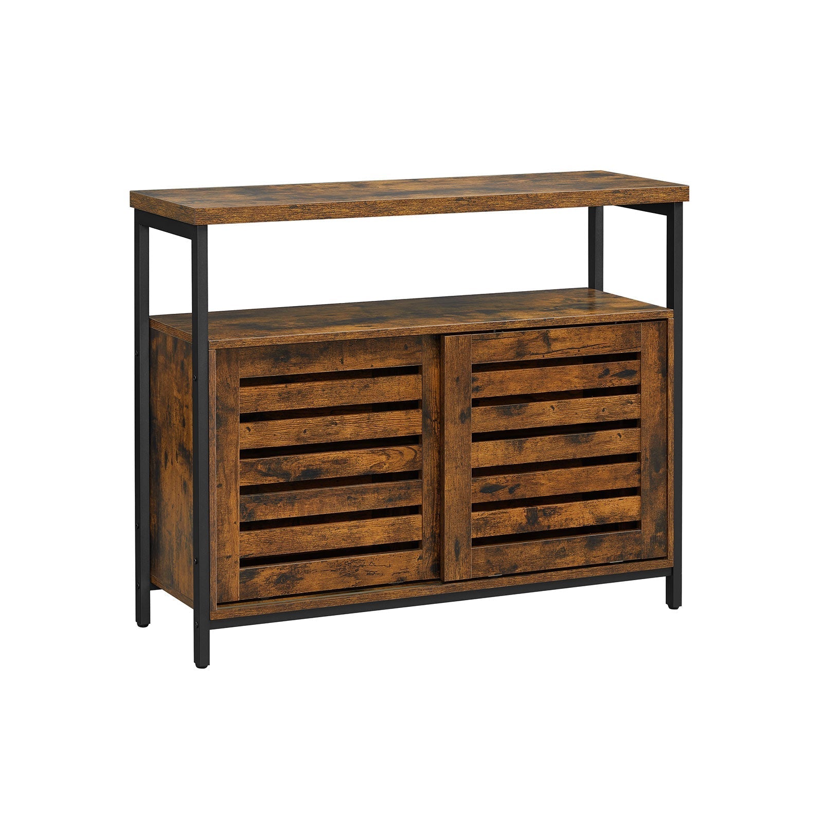 Floor Cabinet - Steel Frame - Rustic Brown and Black