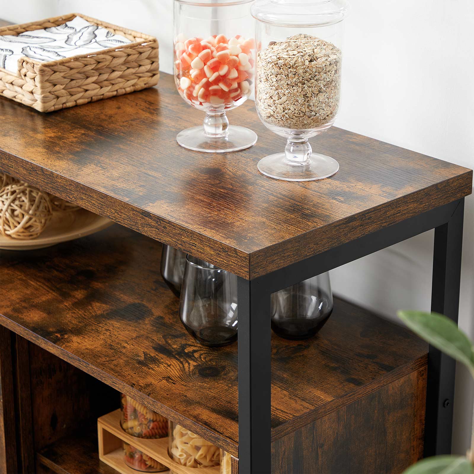 Floor Cabinet - Steel Frame - Rustic Brown and Black