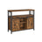 Industrial Dining Sideboard - Wood - Rustic Brown and Black - Adjustable Shelf with Sliding Barn Doors