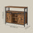 Buffet Cabinet - Wood - Rustic Brown and Black - Sliding Barn Doors and Adjustable Shelves