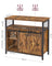 Industrial Dining Sideboard - Wood - Rustic Brown and Black - Adjustable Shelf with Sliding Barn Doors