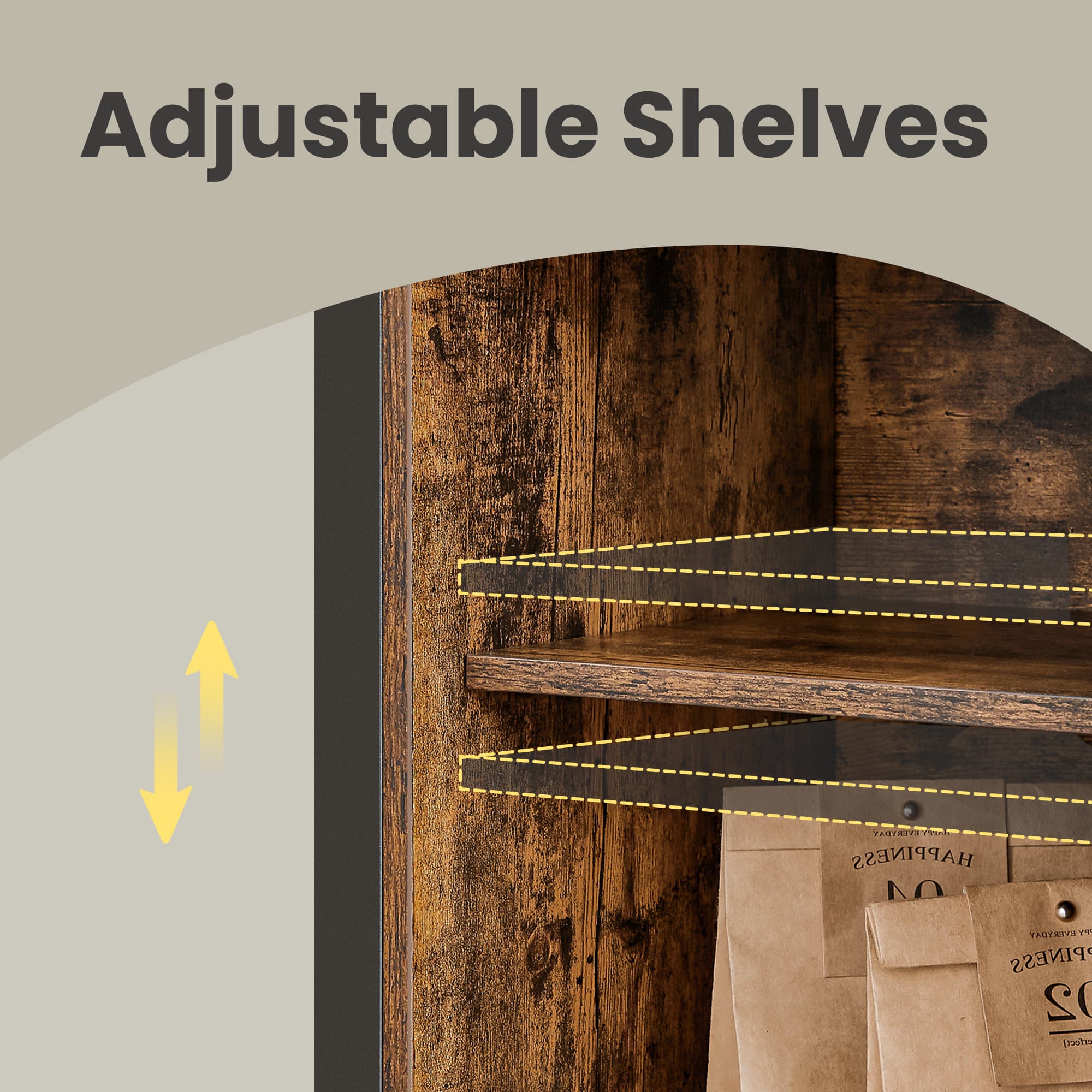 Buffet Cabinet - Wood - Rustic Brown and Black - Sliding Barn Doors and Adjustable Shelves