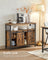 Industrial Dining Sideboard - Wood - Rustic Brown and Black - Adjustable Shelf with Sliding Barn Doors